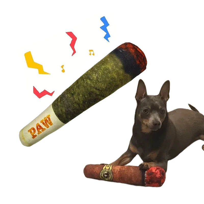 Dog Joint / Dog Cigar Plush Squeaky Chewy Toy